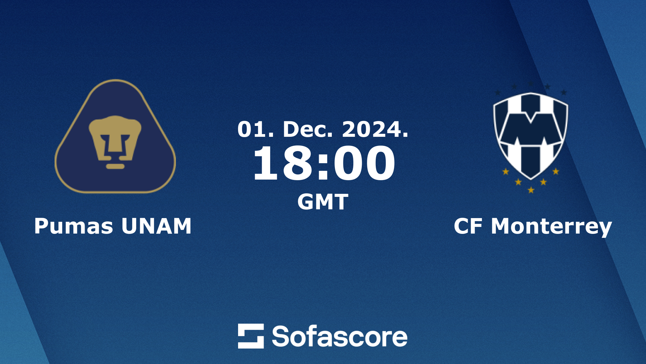 Pumas UNAM vs CF Monterrey live score H2H and lineups Sofascore